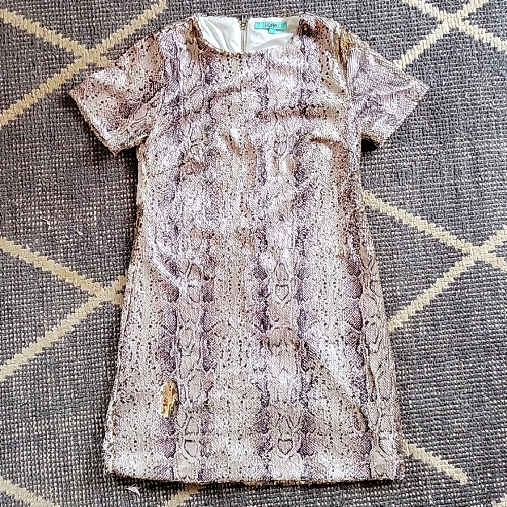 Karlie Sequin and Snakeskin Print Dress